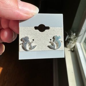 Silver little mermaid earrings